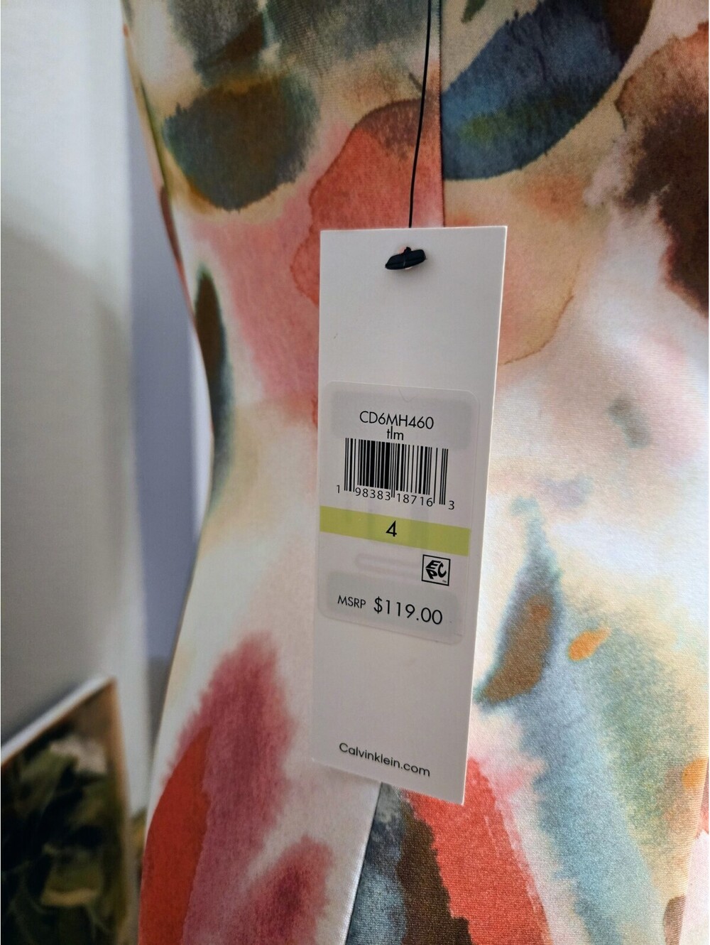 Calvin Klein NWT Dress Size 4 Women's Watercolor Floral Print Scuba Sheath Dress - Picture 9 of 9